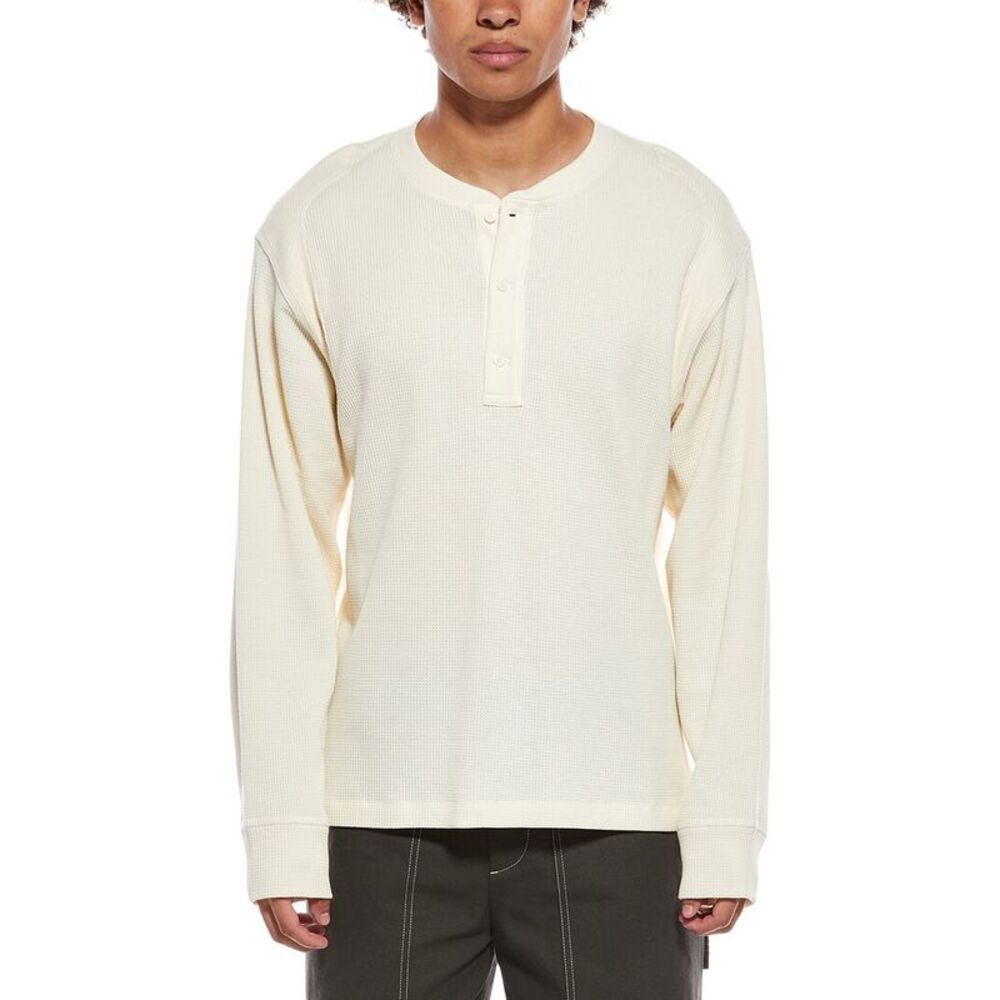 Helmut Lang Mens Waffle Henley, White